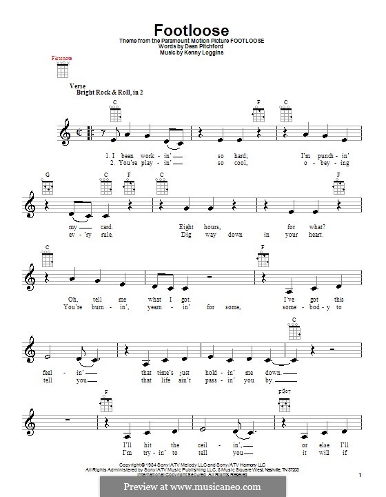 Footloose by K. Loggins sheet music on MusicaNeo