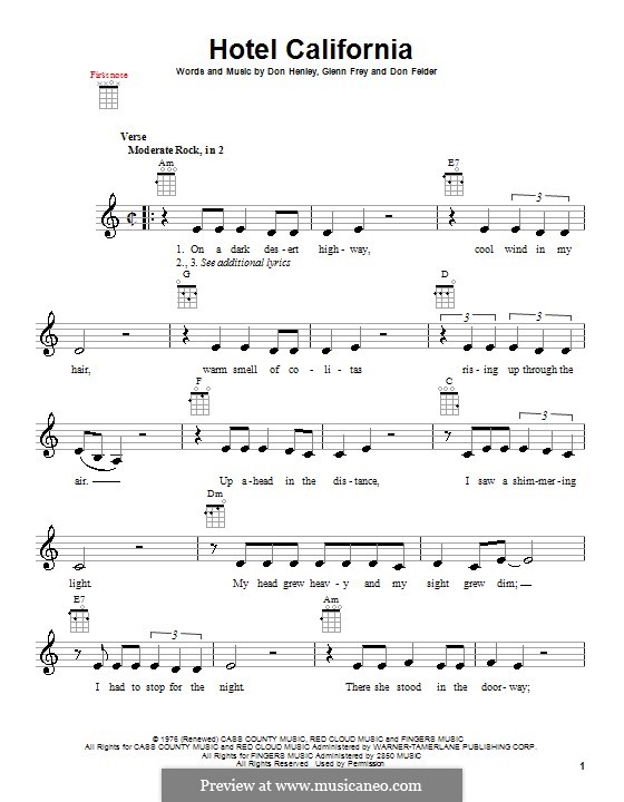 Hotel California (The Eagles) by D. Felder, D. Henley, G. Frey on MusicaNeo