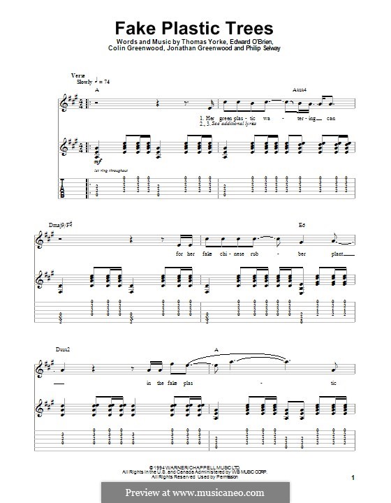 Fake Plastic Trees (Radiohead) by C. Greenwood, E. O'Brien, Jonny