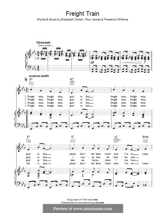 Freight Train by E. Cotten sheet music on MusicaNeo