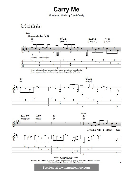 Carry Me (Crosby, Stills & Nash) by D. Crosby sheet music on MusicaNeo