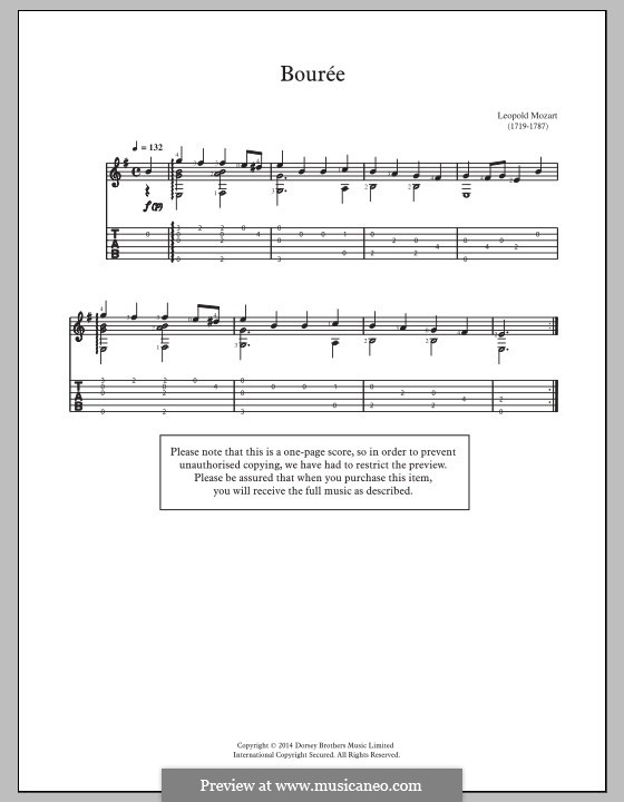 Bourrée by L. Mozart sheet music on MusicaNeo