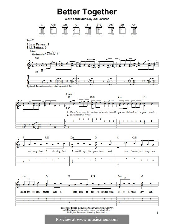 Better Together by J. Johnson sheet music on MusicaNeo