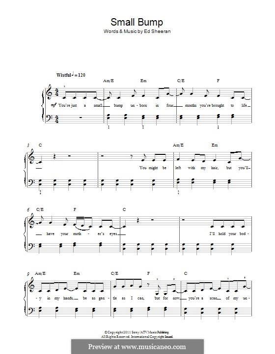 Small Bump by E. Sheeran sheet music on MusicaNeo