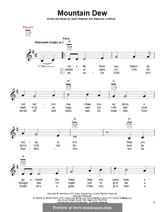 Mountain Dew by B. Lunsford sheet music on MusicaNeo
