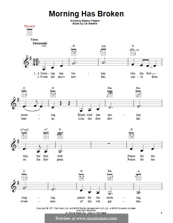 Morning Has Broken by C. Stevens sheet music on MusicaNeo
