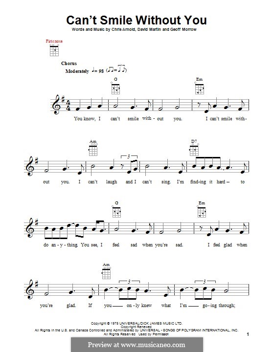 Can't Smile without You (Barry Manilow) by C. Arnold, D. Martin, G