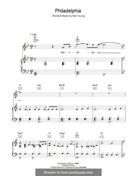 Philadelphia by N. Young sheet music on MusicaNeo