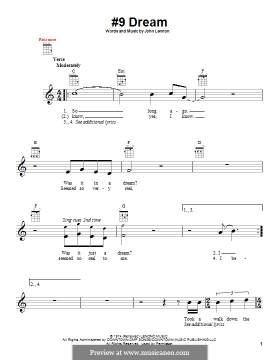 No.9 Dream by J. Lennon sheet music on MusicaNeo
