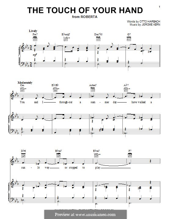 The Touch of Your Hand by J. Kern sheet music on MusicaNeo