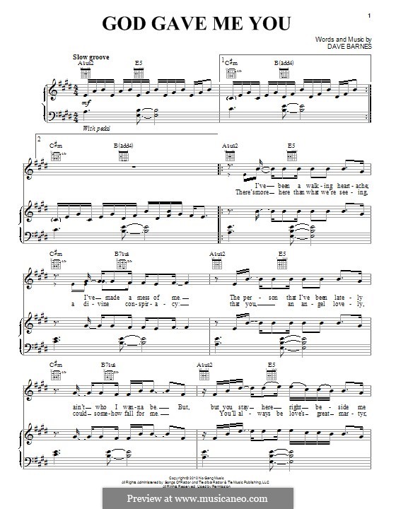 Dave Barnes God Gave Me You Lyrics jmonddesign