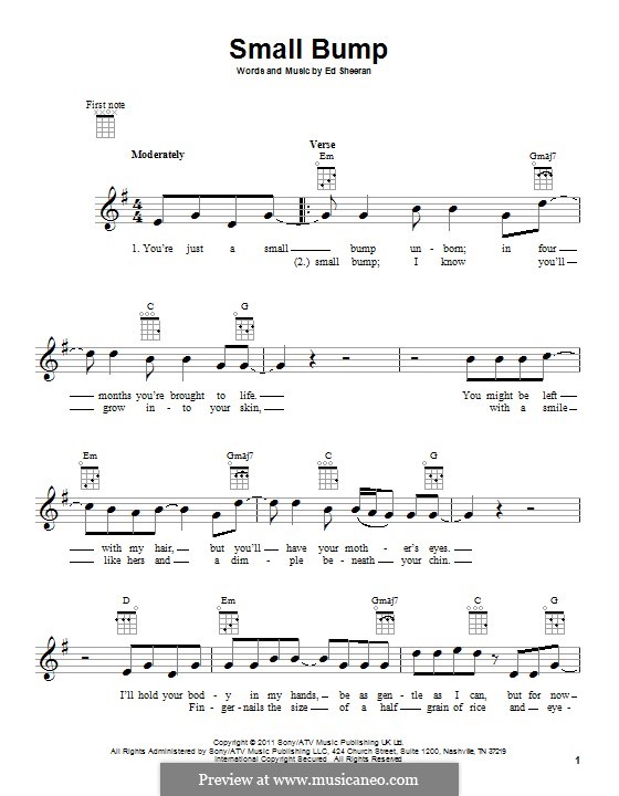 Small Bump by E. Sheeran sheet music on MusicaNeo