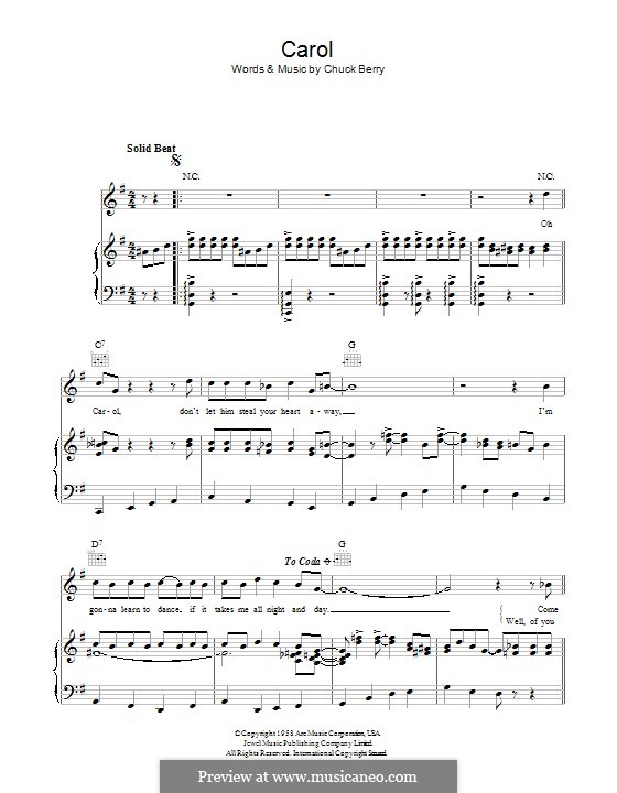 Carol by C. Berry sheet music on MusicaNeo