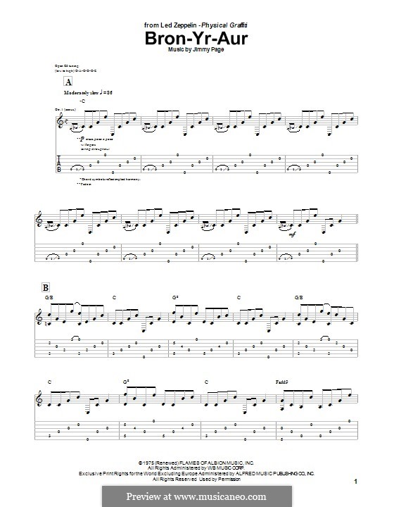 BronYrAur (Led Zeppelin) by J. Page sheet music on MusicaNeo