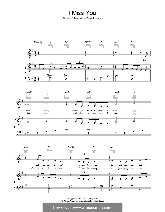I Miss You by D. Sumner sheet music on MusicaNeo