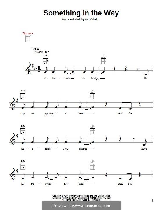 Something in the Way (Nirvana) by K. Cobain sheet music