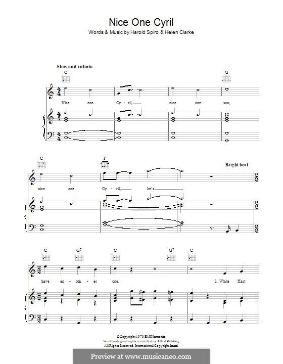 Nice One Cyril by H. Spiro, H. Clarke sheet music on MusicaNeo