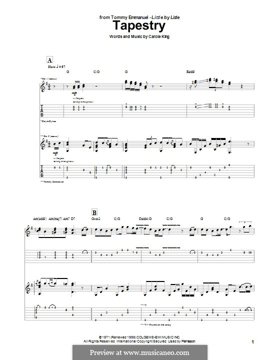 Tapestry by C. King sheet music on MusicaNeo