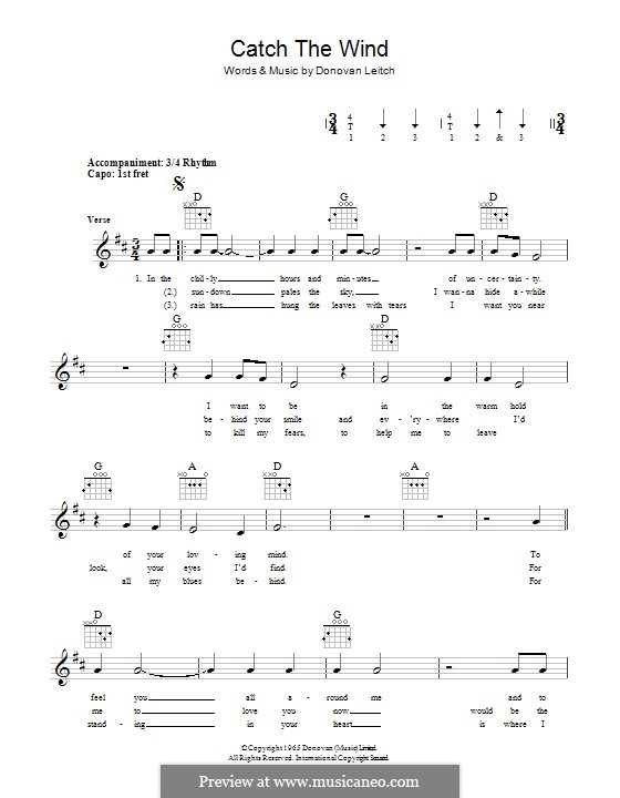 Catch the Wind by D. Leitch sheet music on MusicaNeo
