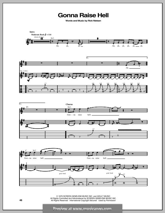 Gonna Raise Hell (Cheap Trick) by R. Nielsen sheet music on MusicaNeo
