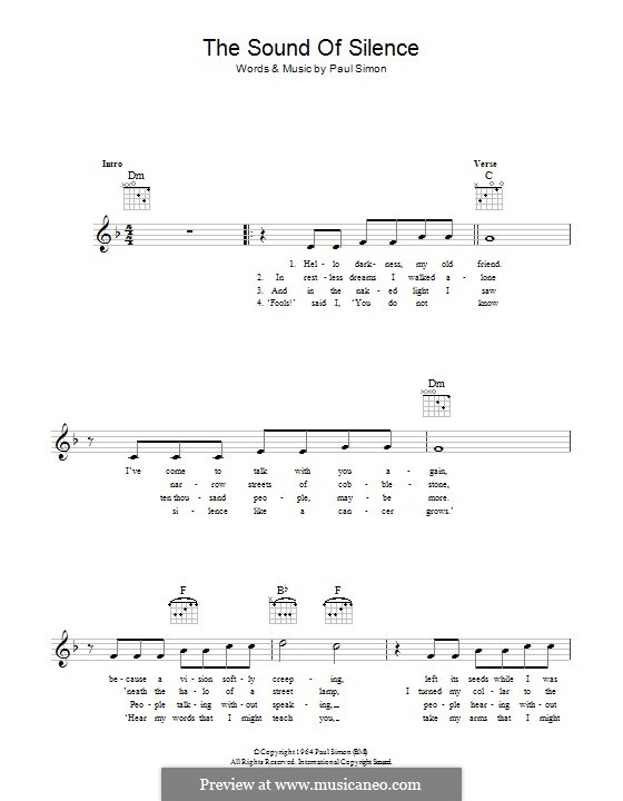 The Sound of Silence (Simon & Garfunkel) by P. Simon on MusicaNeo
