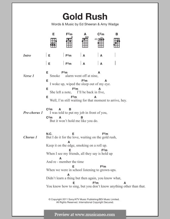 Gold Rush by E. Sheeran, A. Wadge sheet music on MusicaNeo