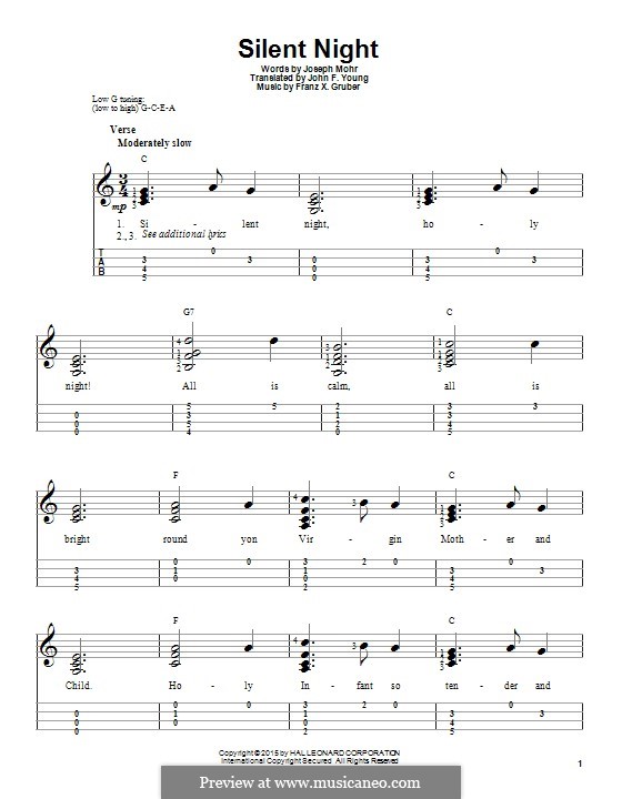 Silent Night (Printable) by F.X. Gruber sheet music on MusicaNeo