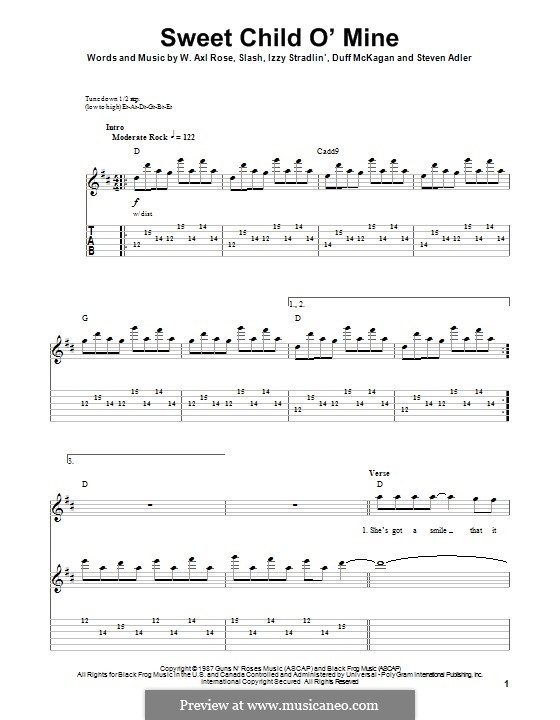 Sweet Child O' Mine (Guns N' Roses) by Slash, W.A. Rose, D. McKagan, I