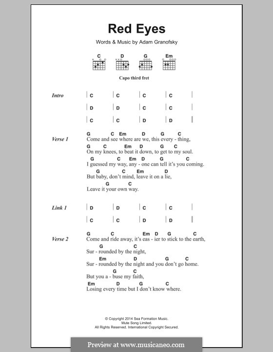 Red Eyes (The War on Drugs) by A. Granofsky sheet music on MusicaNeo
