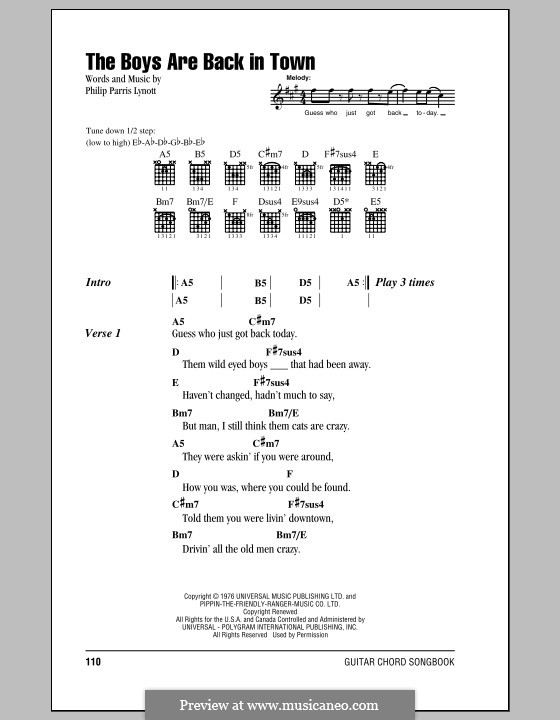 The Boys Are Back in Town (Thin Lizzy) by Phil Lynott on MusicaNeo