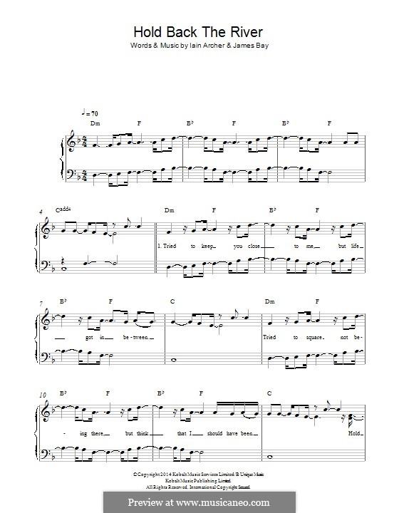 Hold Back the River by I. Archer, J. Bay sheet music on MusicaNeo