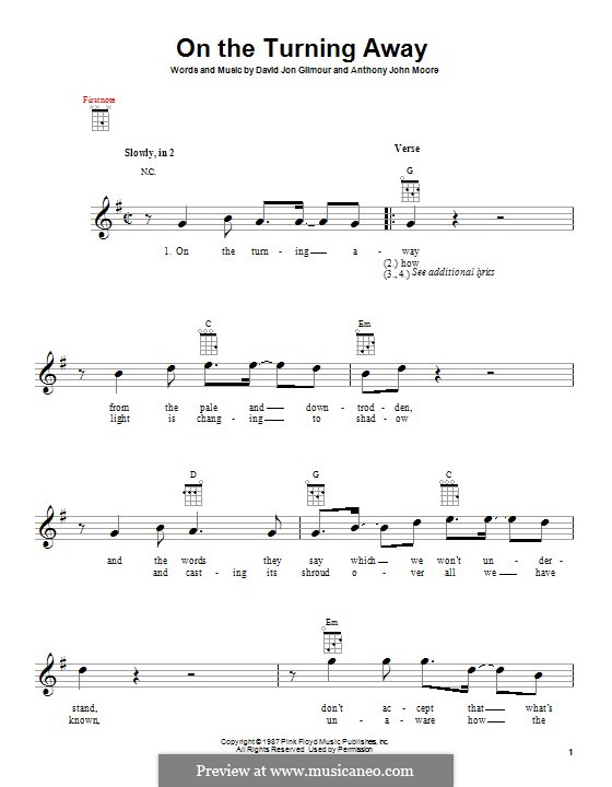 On the Turning Away (Pink Floyd) by A. Moore, D. Gilmour on MusicaNeo