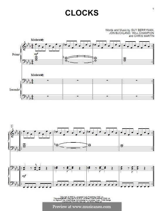 Clocks (Coldplay) by C. Martin, G. Berryman, J. Buckland, W. Champion