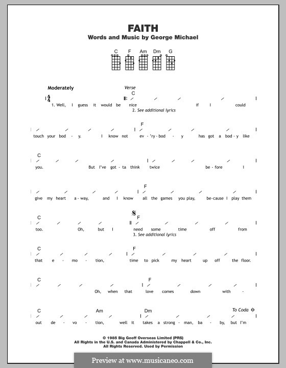 Faith by G. Michael sheet music on MusicaNeo