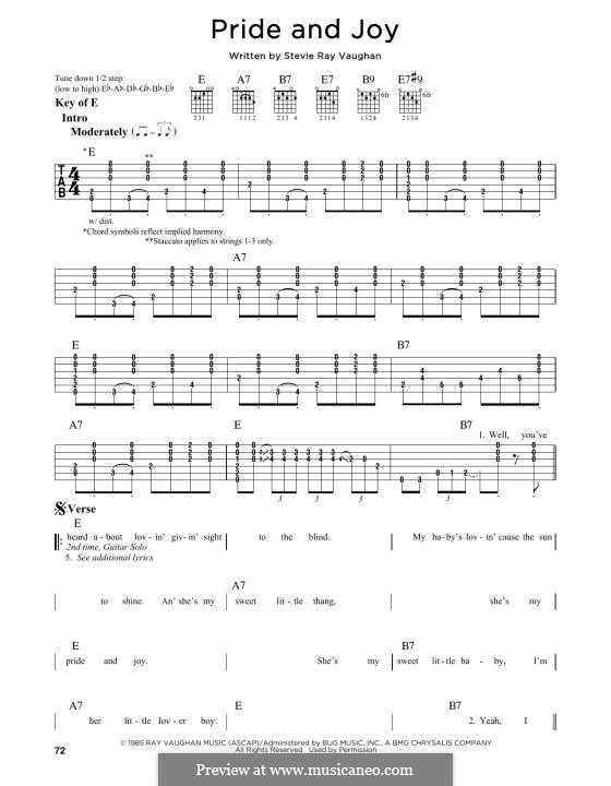 Pride and Joy by S.R. Vaughan sheet music on MusicaNeo