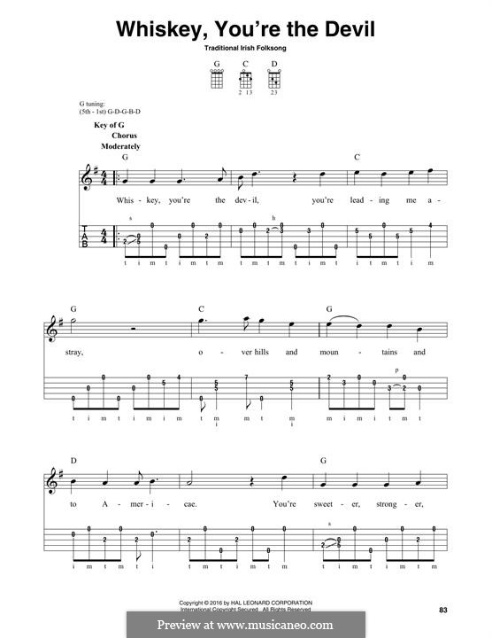 Whiskey, You're the Devil by folklore sheet music on MusicaNeo