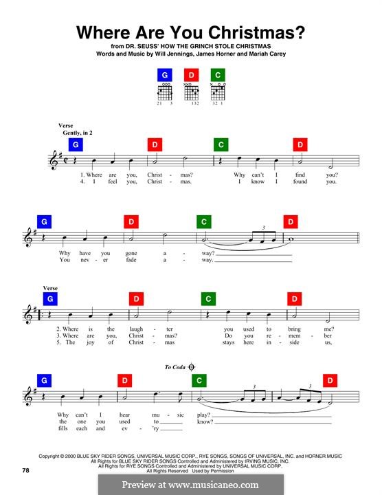Where Are You Christmas? by J. Horner, M. Carey, W