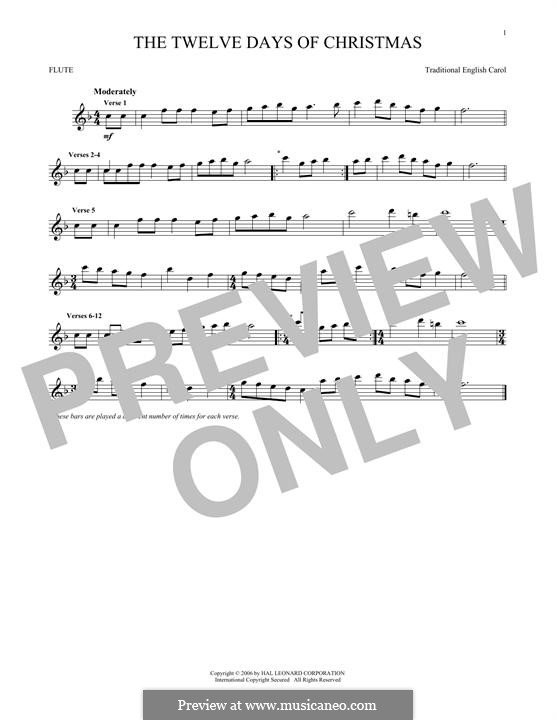 The Twelve Days of Christmas by folklore sheet music on MusicaNeo