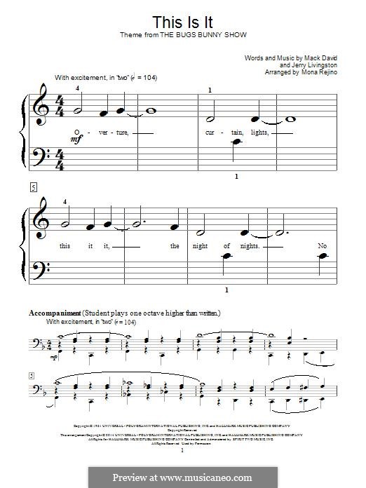 This Is It (The Bugs Bunny Show) by J. Livingston, M. David on MusicaNeo