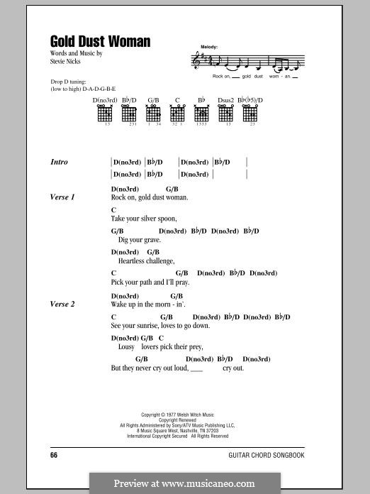 Gold Dust Woman (Fleetwood Mac) by S. Nicks sheet music on MusicaNeo