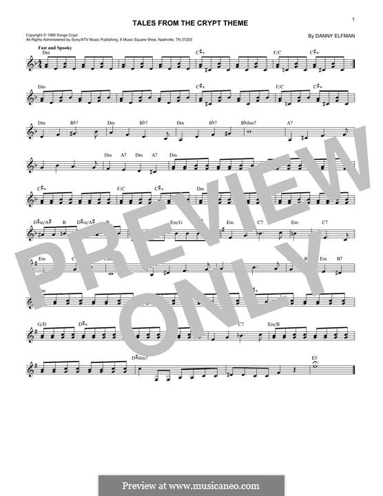 Tales from the Crypt (Theme) by D. Elfman sheet music on MusicaNeo