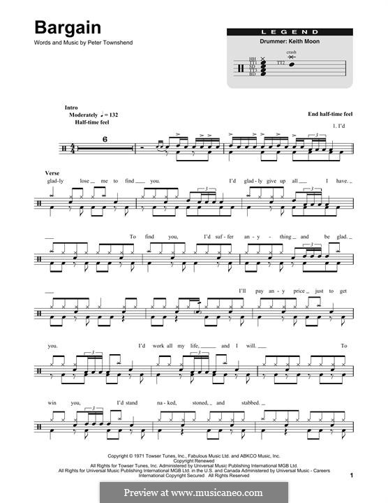 Bargain (The Who) by P. Townshend sheet music on MusicaNeo