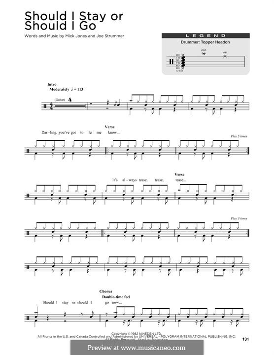 Should I Stay or Should I Go (The Clash) by J. Strummer, M. Jones on MusicaNeo
