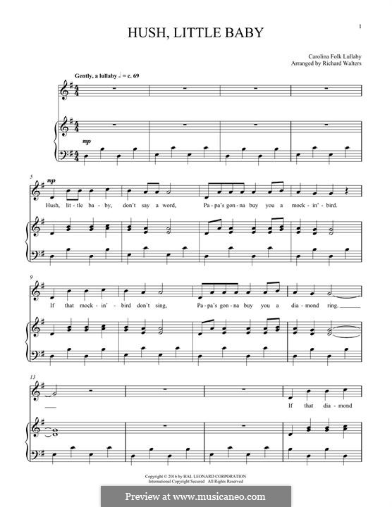 Hush Little Baby by folklore sheet music on MusicaNeo