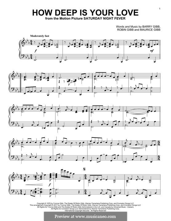 How Deep Is Your Love Chords Piano Sheet and Chords Collection