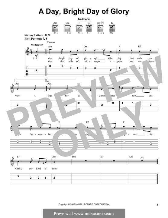 A Day, Bright Day of Glory by folklore sheet music on MusicaNeo