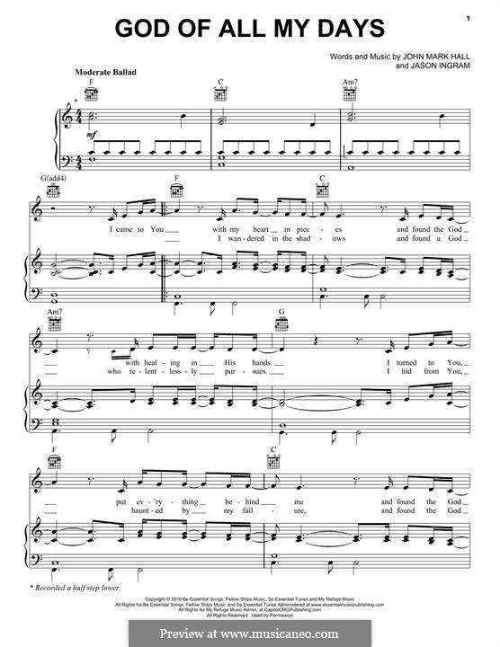 God of All My Days (Casting Crowns) by J.D. Ingram, J.M. Hall on MusicaNeo