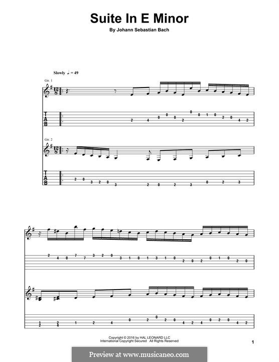 Suite for Lute (or Harpsichord) in E Minor, BWV 996 by J.S. Bach on