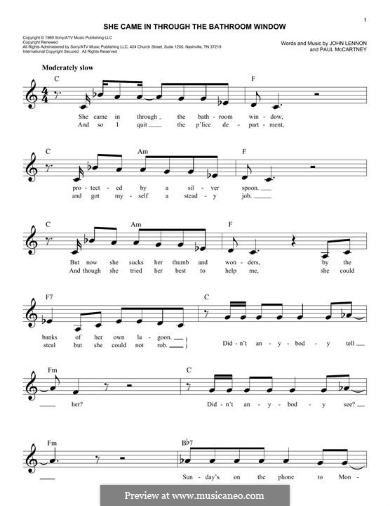 She Came in Through the Bathroom Window (The Beatles) by J. Lennon, P