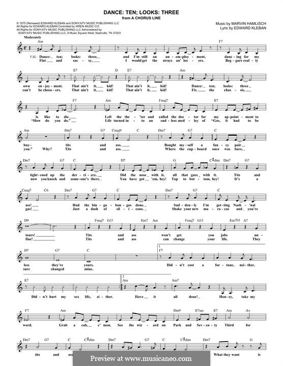 Dance Ten; Looks Three (from A Chorus Line) by M. Hamlisch on MusicaNeo